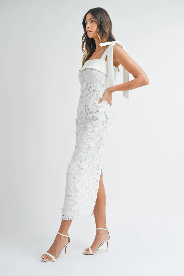 Ariana White Lace Column Dress sold by Confête product image thumbnail 5