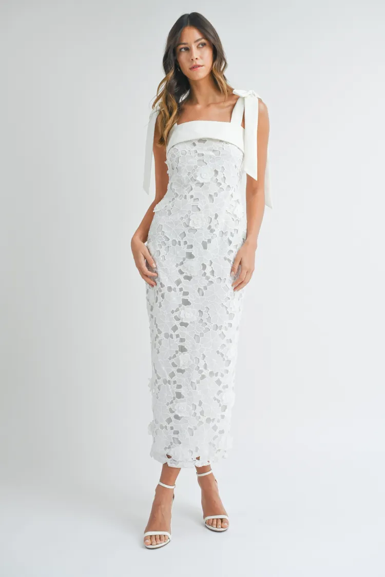 Ariana White Lace Column Dress sold by Confête product image thumbnail 3
