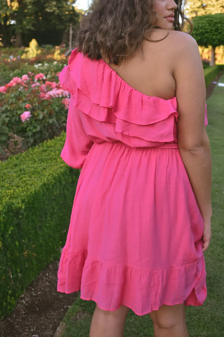 Tilly One Shoulder Pink Mini Dress - FINAL SALE sold by Confête product image thumbnail 2