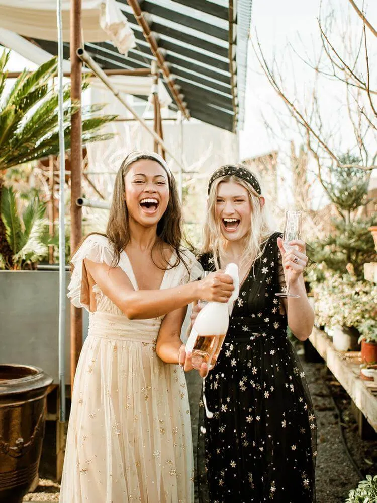 Starry Eyed Sequin Star Mesh Maxi - Black sold by Confête product image thumbnail 5