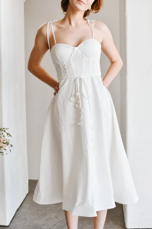 Chiara White Bustier-Style Midi Dress made by Confête