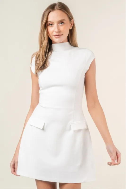 Pre-Order - Jacqueline White High Neck Mini Dress - 9/10 sold by Confête