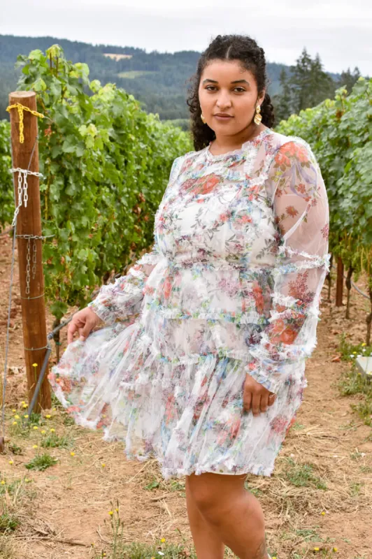 Louise Plus Size Floral Mini Dress sold by Confête