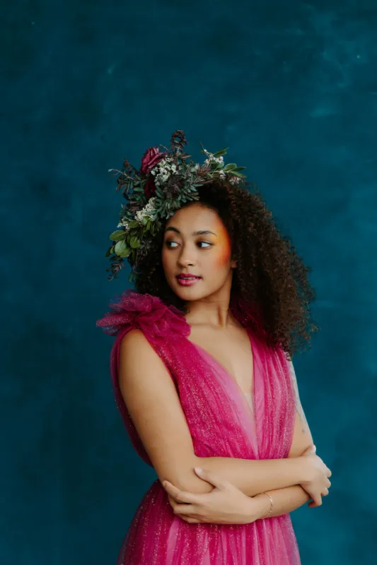 Alessia Tulle Deep V Gown - Magenta - FINAL SALE sold by Confête