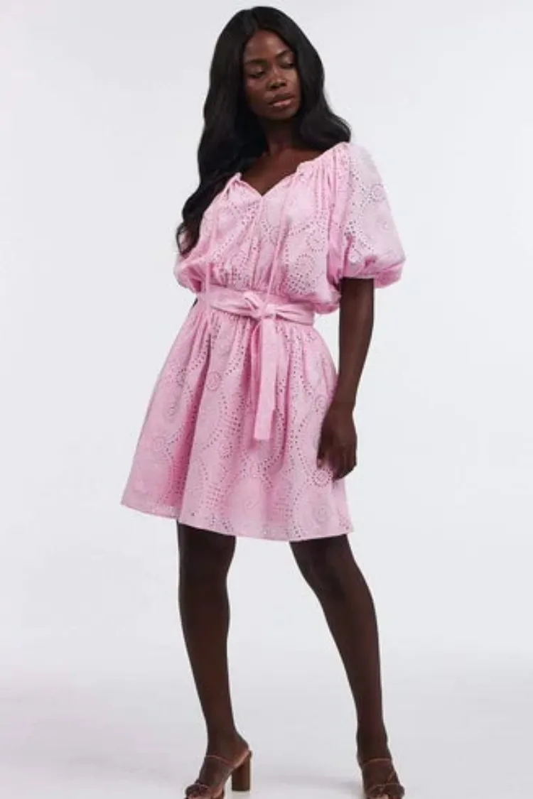 Tayla Pink Eyelet Mini Dress - FINAL SALE sold by Confête product image thumbnail 4