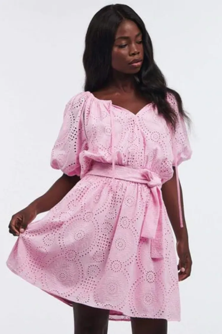 Tayla Pink Eyelet Mini Dress - FINAL SALE sold by Confête product image thumbnail 3
