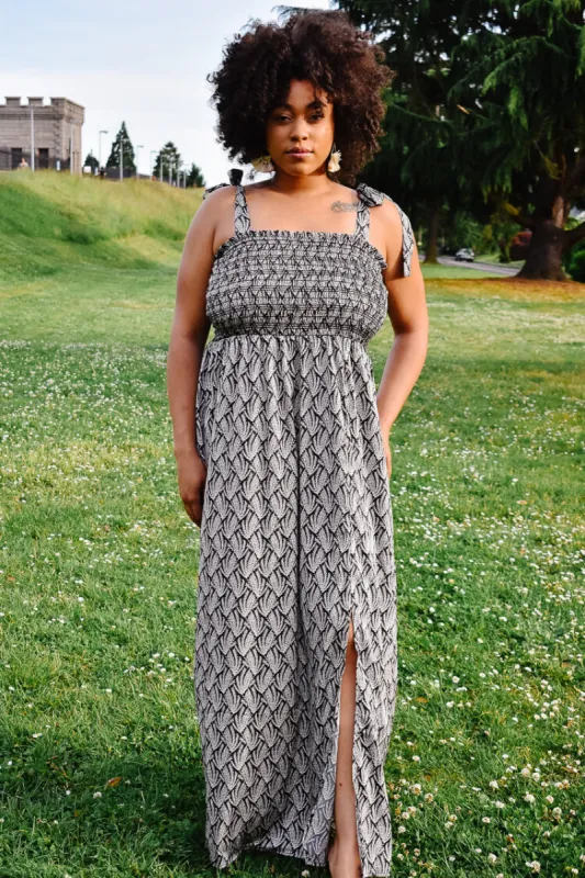 Gia Black and White Leaf Print Maxi Dress - FINAL SALE sold by Confête
