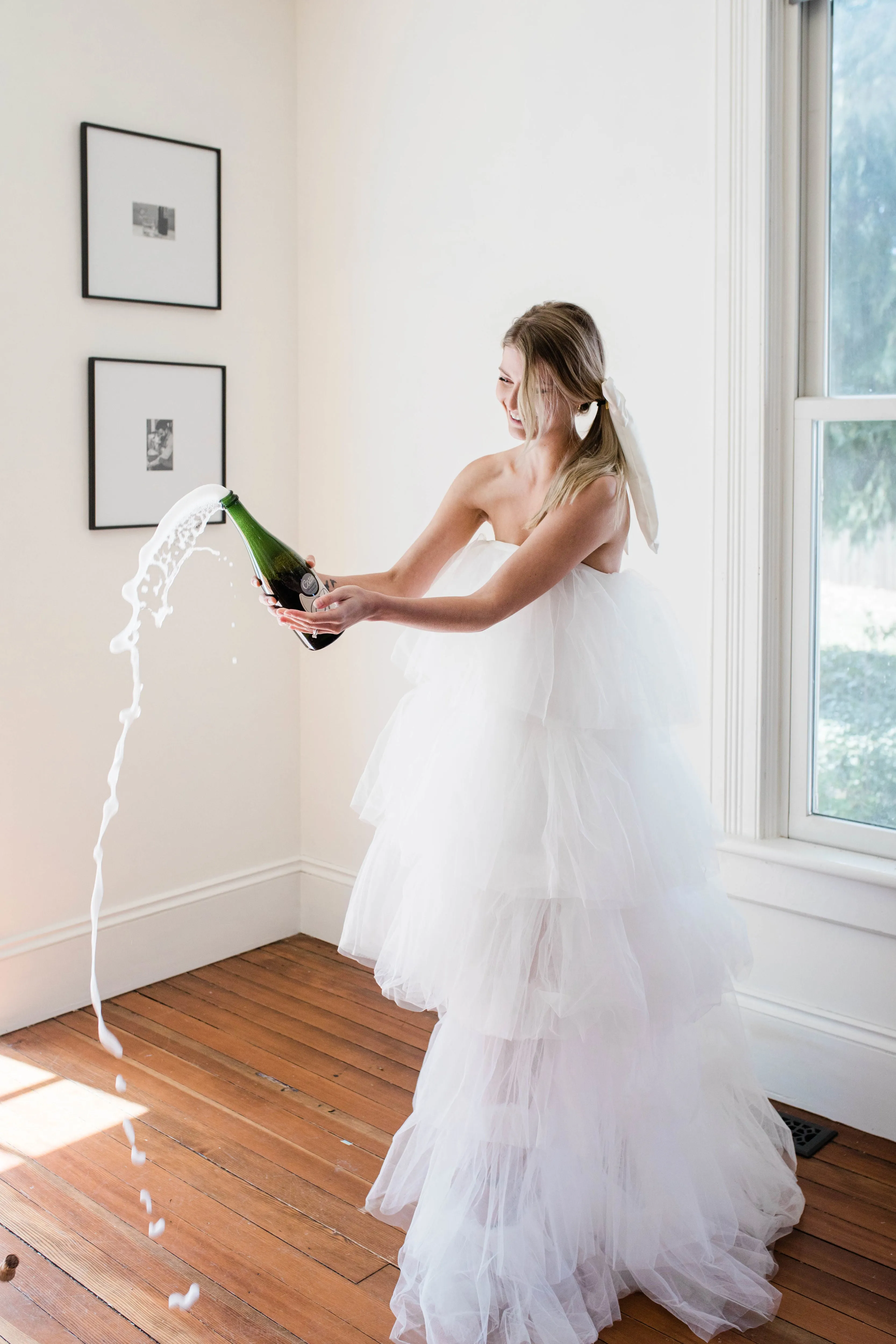 Chloe White Tulle High-Low Maxi Dress sold by Confête product image thumbnail 3