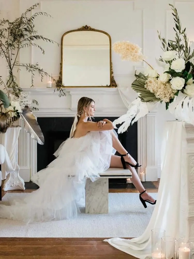 Chloe White Tulle High-Low Maxi Dress sold by Confête product image thumbnail 4