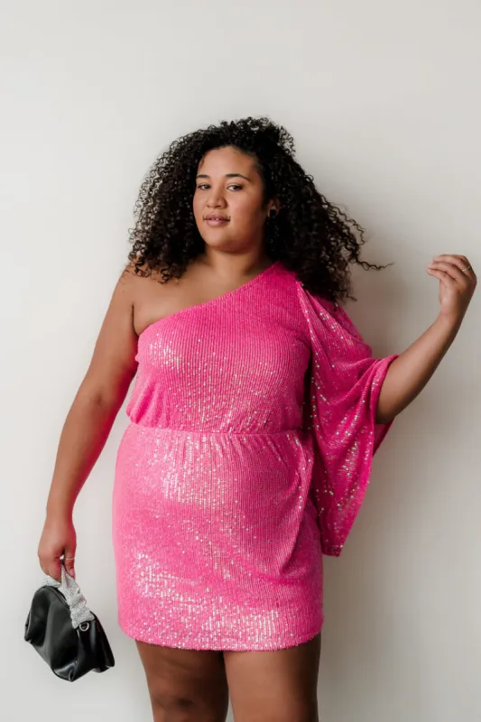 Lucila Pink Sequin One Shoulder Mini Dress - FINAL SALE sold by Confête