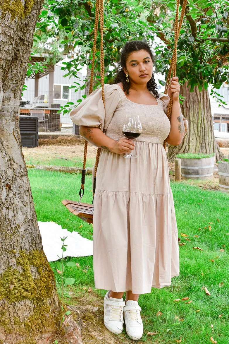 Heath Puff Sleeve Midi Dress - Taupe sold by Confête product image thumbnail 3