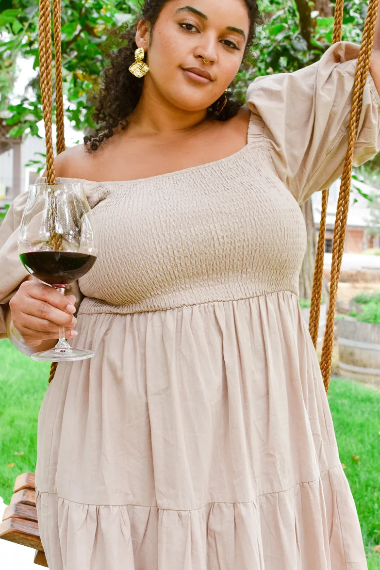 Heath Puff Sleeve Midi Dress - Taupe sold by Confête product image thumbnail 2