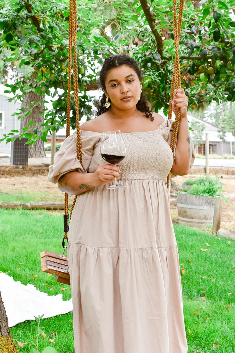 Heath Puff Sleeve Midi Dress - Taupe sold by Confête product image thumbnail 5