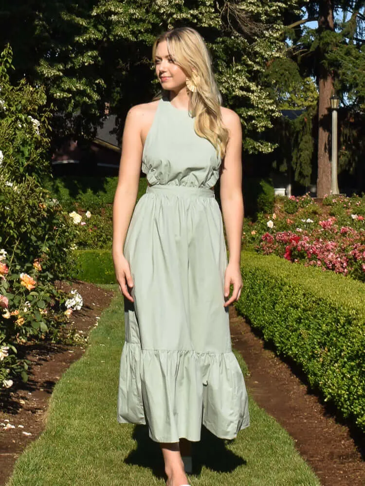 Sage Open Back Maxi Dress - FINAL SALE sold by Confête
