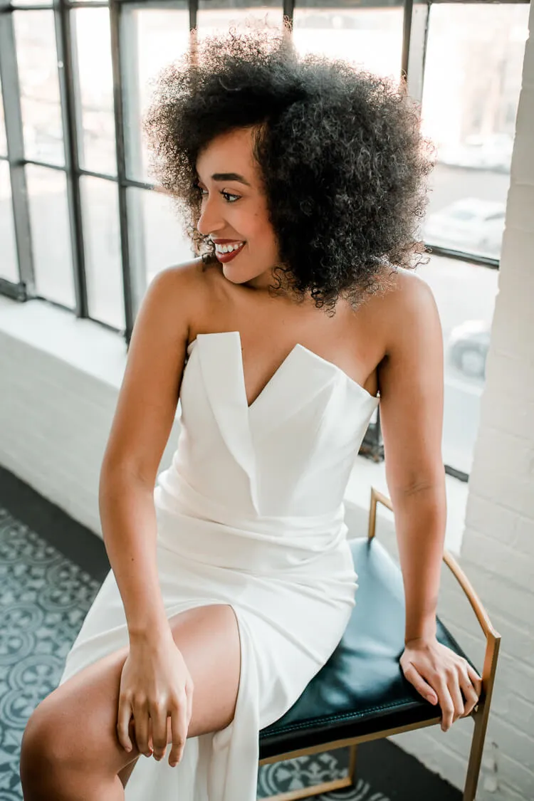 Sylvia White Tuxedo Lapel Column Dress - FINAL SALE sold by Confête product image thumbnail 2