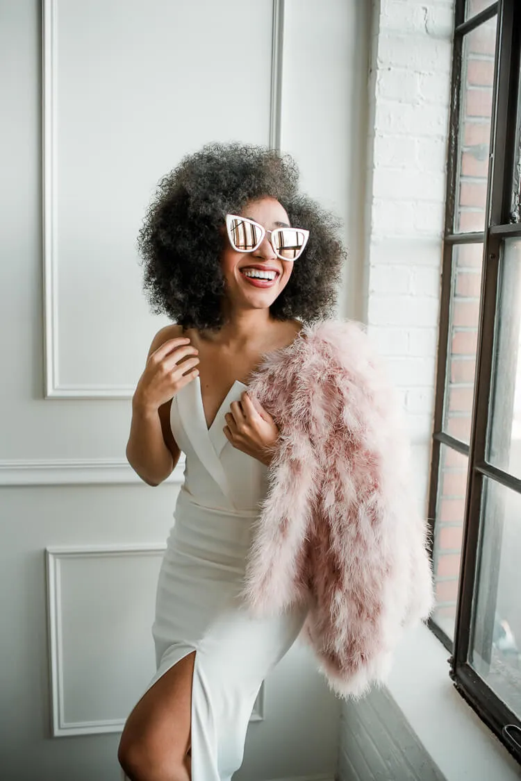 Sylvia White Tuxedo Lapel Column Dress - FINAL SALE sold by Confête product image thumbnail 3