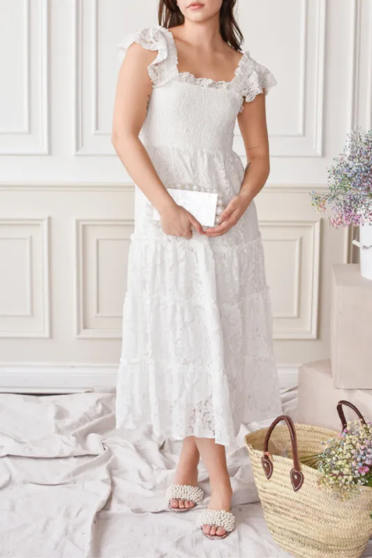 Grace White Lace Midi Dress sold by Confête