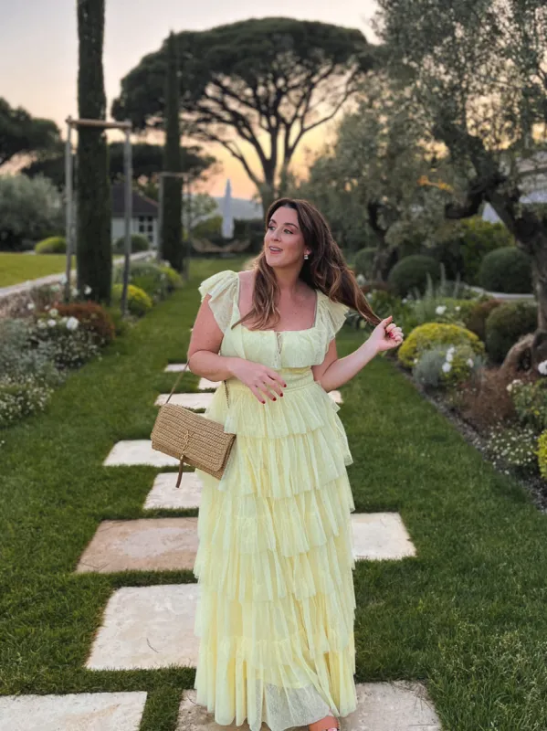 Valensole Swiss Dot Maxi Dress - Yellow made by Confête