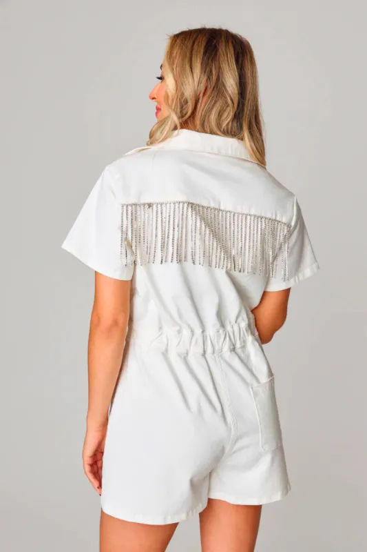 Jessie Crystal Fringe Romper made by Buddy Love