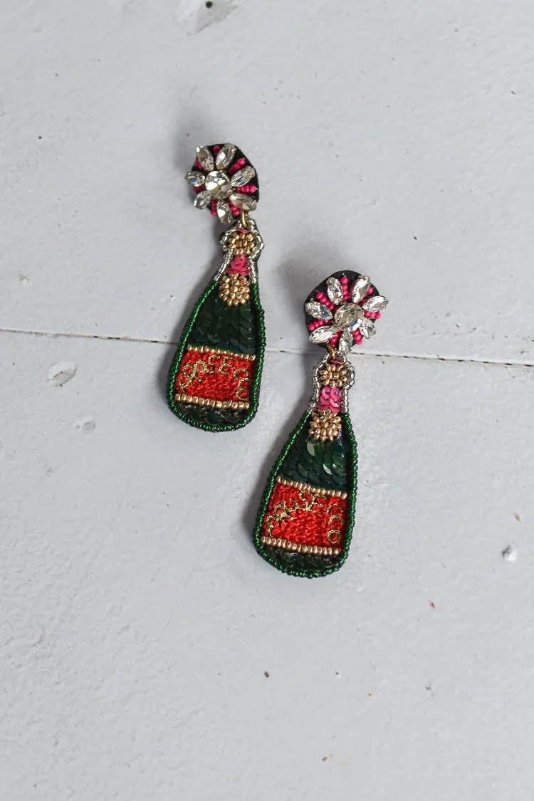 Prosecco Bottle Statement Earrings sold by Confête