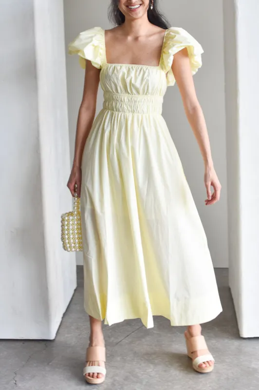 Polly Butter Yellow Puff Sleeve Midi Dress - FINAL SALE sold by Confête
