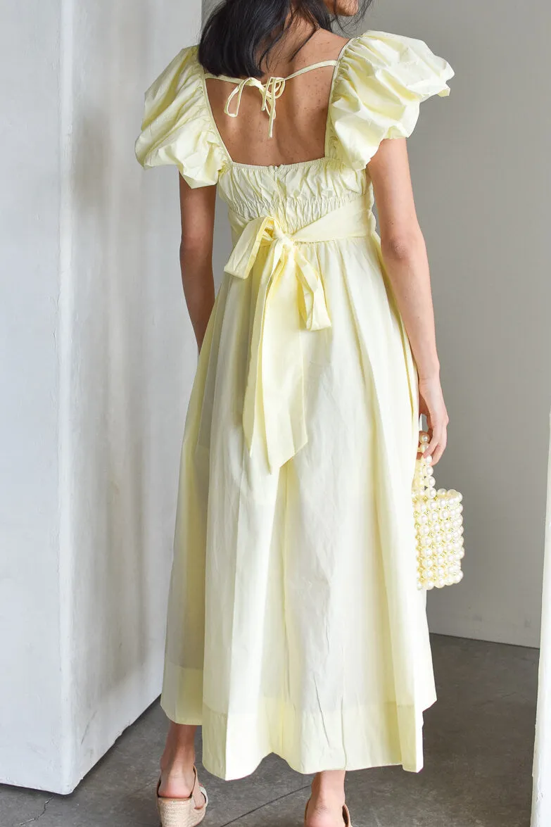 Polly Butter Yellow Puff Sleeve Midi Dress - FINAL SALE sold by Confête product image thumbnail 4