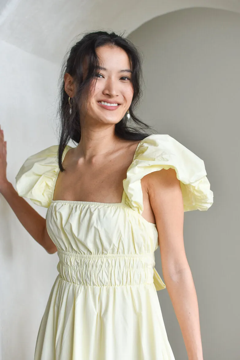 Polly Butter Yellow Puff Sleeve Midi Dress - FINAL SALE sold by Confête product image thumbnail 2
