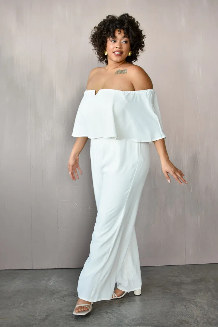 Off the Shoulder White Jumpsuit sold by Confête product image thumbnail 3