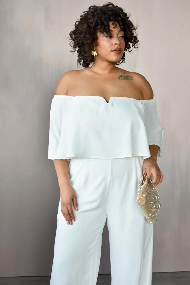 Off the Shoulder White Jumpsuit sold by Confête product image thumbnail 4