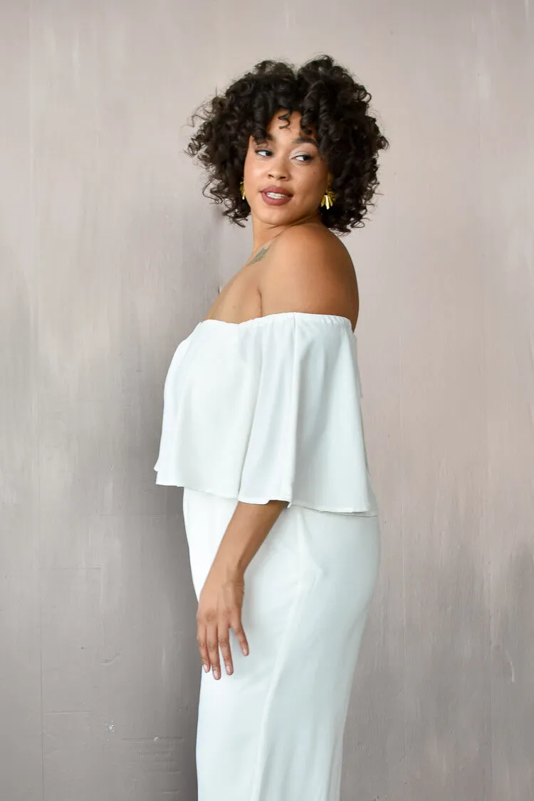 Off the Shoulder White Jumpsuit sold by Confête product image thumbnail 2