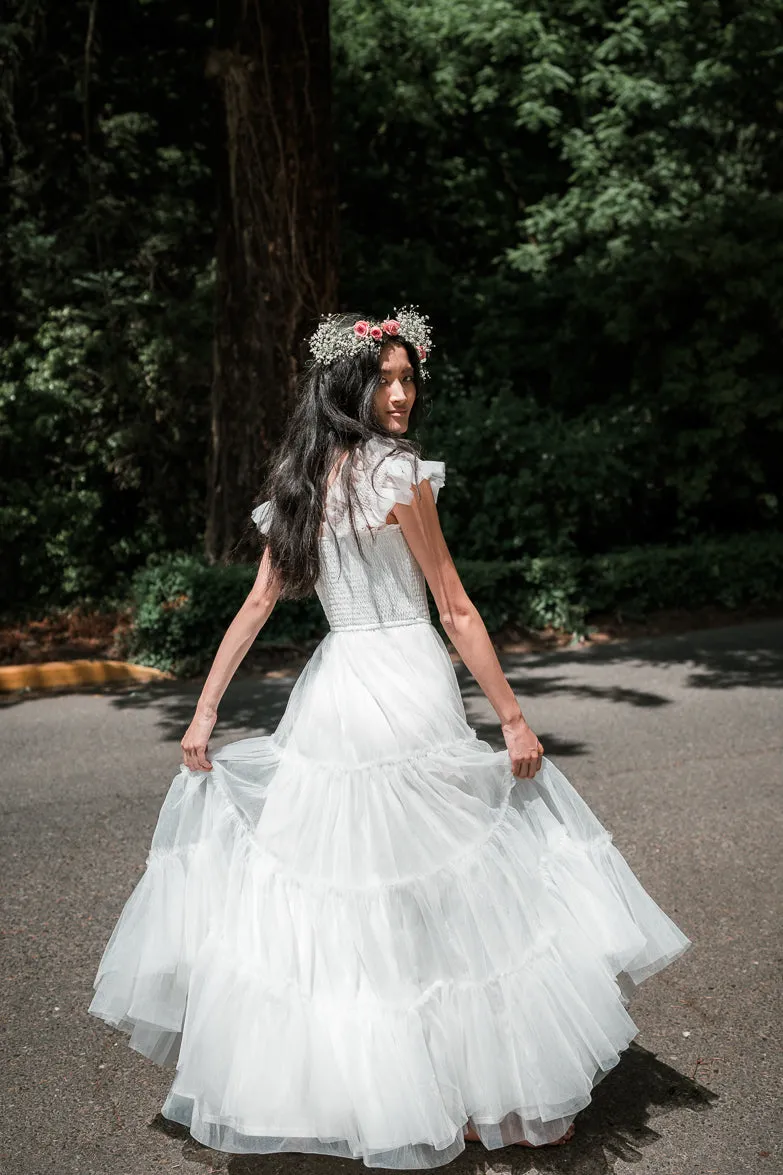 Fiori Tulle Tiered Maxi Dress - White sold by Confête product image thumbnail 4
