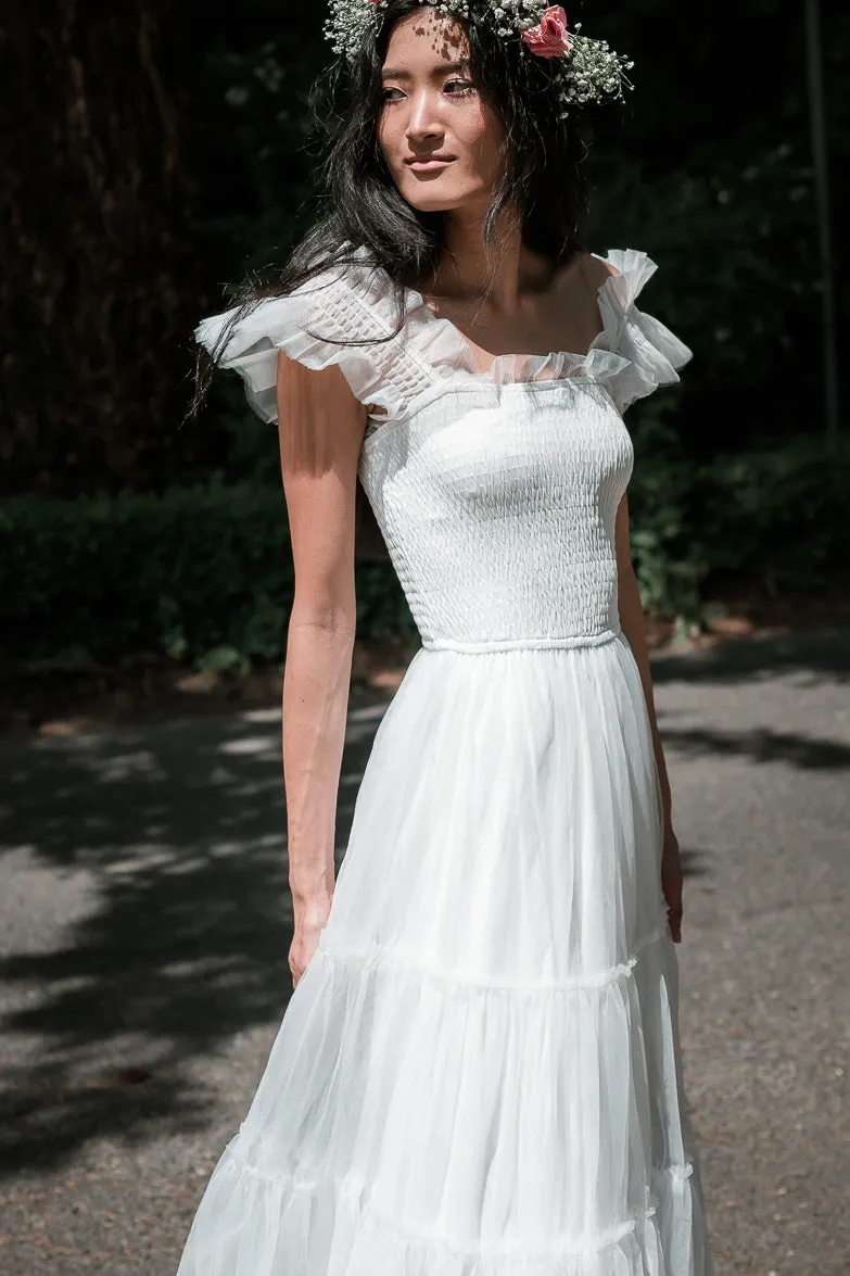 Fiori Tulle Tiered Maxi Dress - White sold by Confête product image thumbnail 2