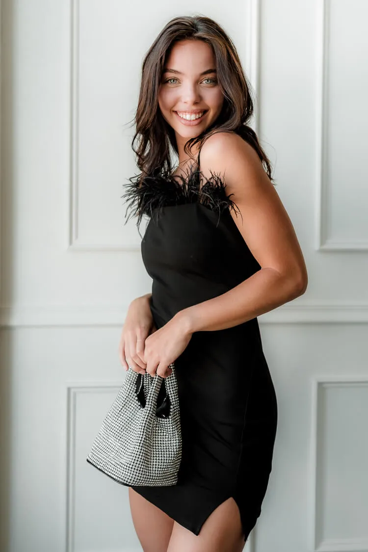 Black Feather Mini Dress - FINAL SALE sold by Confête