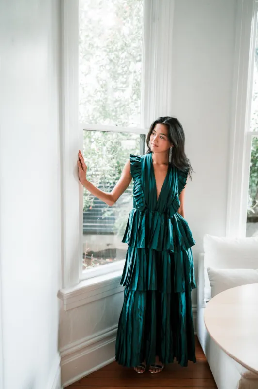 Clara Ruffle Tier Maxi Dress - Alpine Green - FINAL SALE sold by Confête