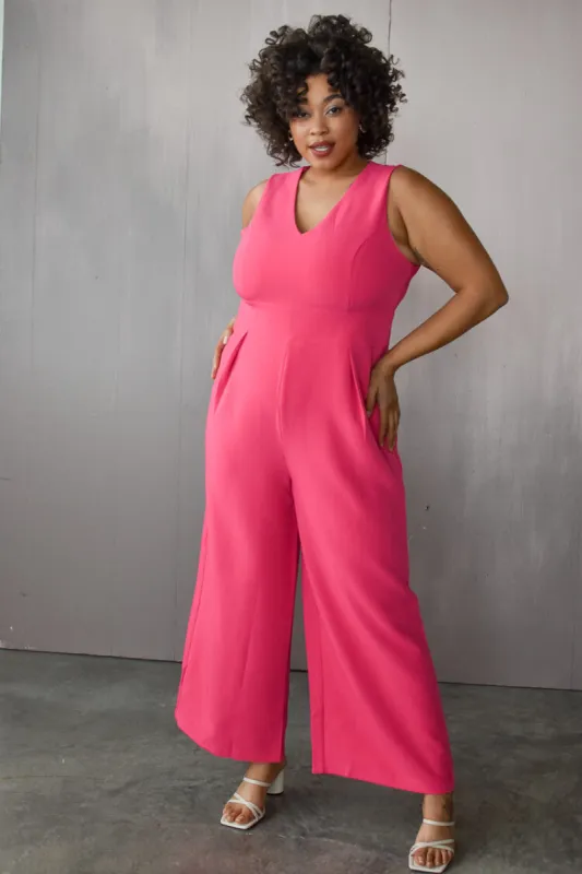 Aldridge Classic Pink Wide Legged Jumpsuit sold by Confête