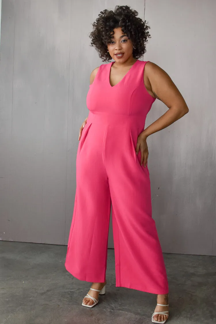 Aldridge Classic Pink Wide Legged Jumpsuit sold by Confête