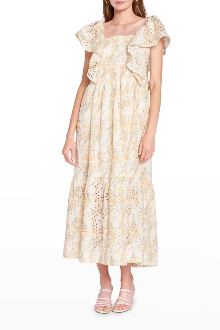 Opposites Yellow Floral Eyelet Midi Dress - FINAL SALE sold by Confête product image thumbnail 4