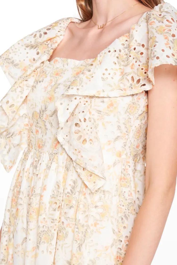 Opposites Yellow Floral Eyelet Midi Dress - FINAL SALE sold by Confête product image thumbnail 3