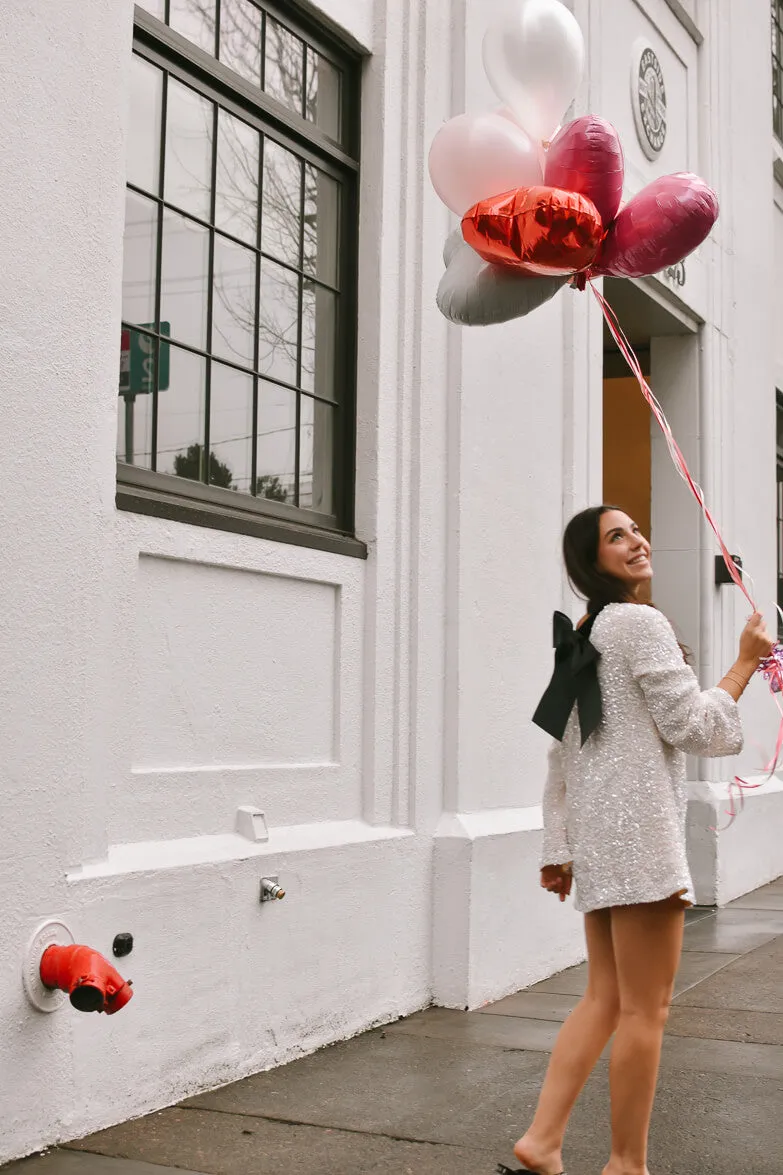 Irina White Sequin Mini Dress with Black Bow sold by Confête product image thumbnail 4