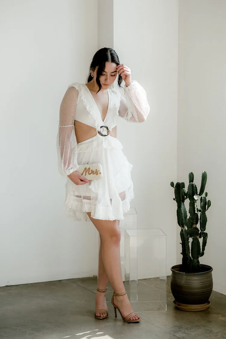 St. Tropez White Crochet Mini Dress sold by Confête product image thumbnail 2
