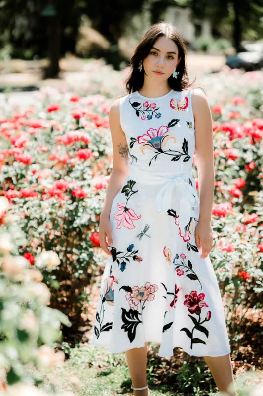 Gloriosa Floral Embroidered Midi Dress sold by Confête