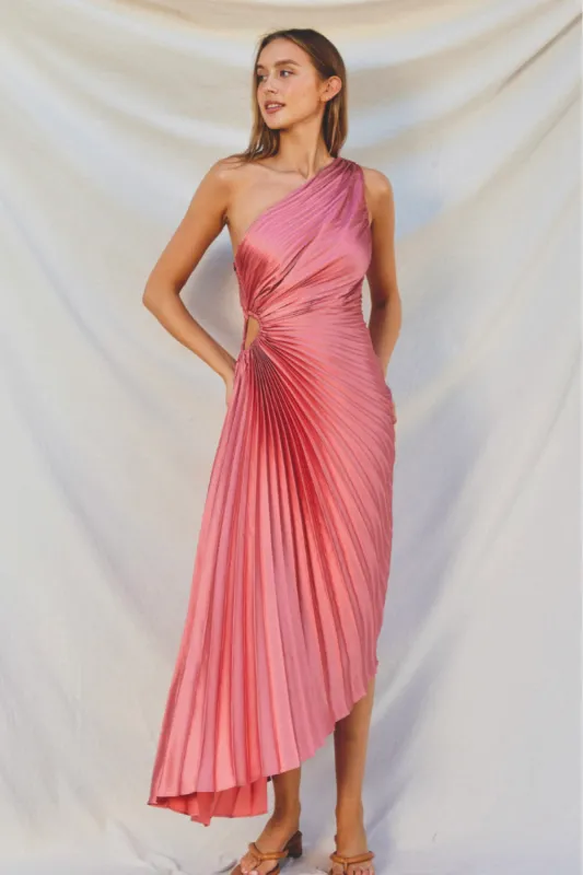 Olympia Rose Pleated One Shoulder Gown sold by Confête