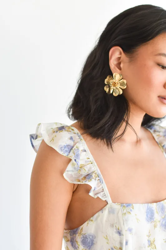 Shelby Gold Flower Stud Earrings sold by Confête