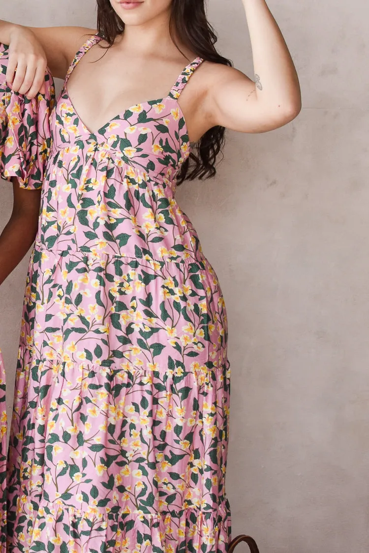 Pink Floral Sleeveless Cutout Midi Dress - FINAL SALE sold by Confête product image thumbnail 3