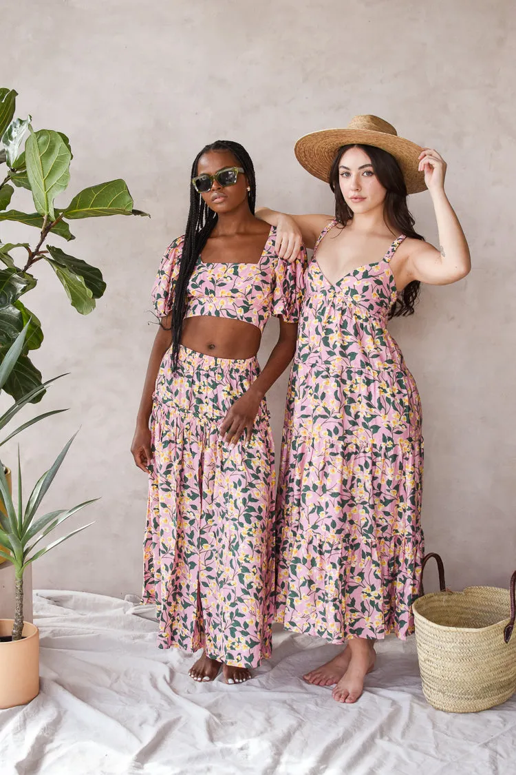 Pink Floral Sleeveless Cutout Midi Dress - FINAL SALE sold by Confête product image thumbnail 2
