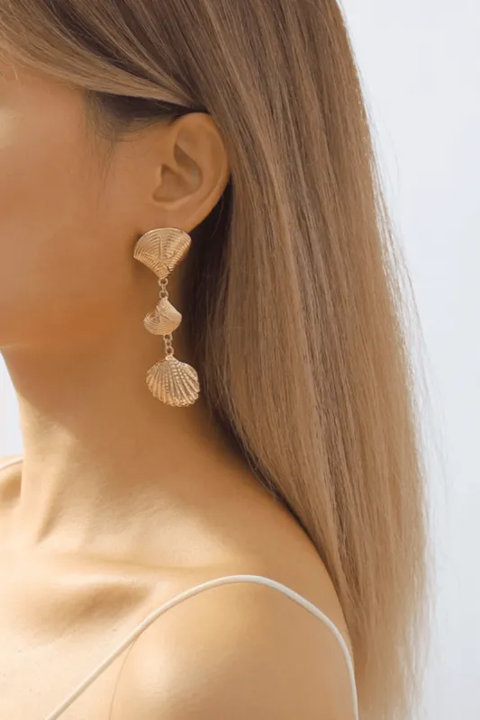 Sea Vibes Gold Shell Drop Earrings sold by ConfĂȘte