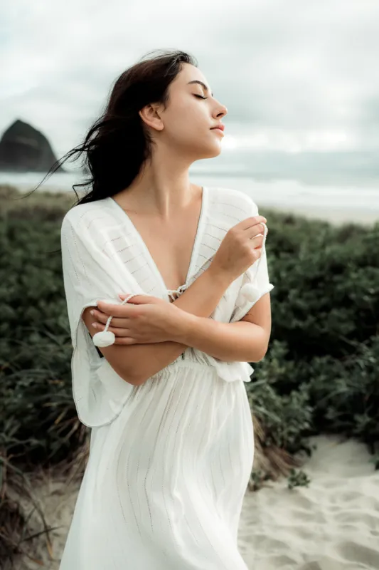 Nomad Metallic Thread Maxi Dress - White sold by Confête