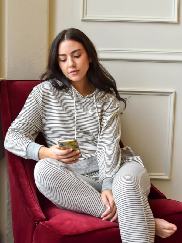 Melbourne Grey and White Striped Jogger Set  - FINAL SALE sold by Confête