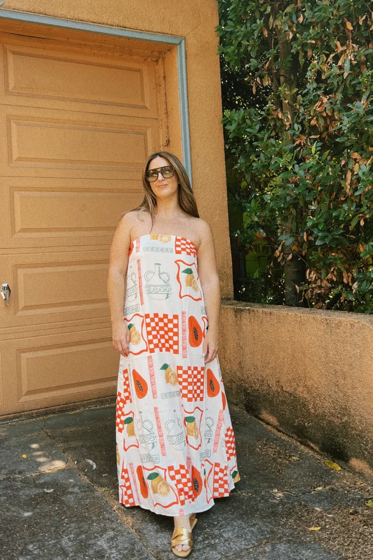 Costa Nova Strapless Fruit Print Maxi Dress - White - FINAL SALE sold by Confête