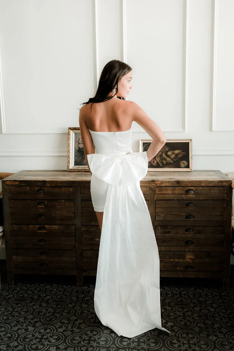 Blakely Bow Back Mini Dress with Train sold by Confête product image thumbnail 3